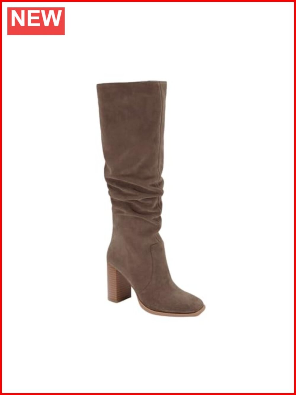Womens Knee High Boots Chunky High Heel Square Toe Side Zipper Wide Calf Boot